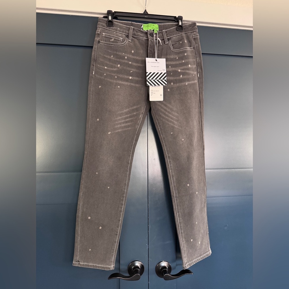 Free people x Sandrine Rose grey colored polka dot jeans Size 28 NWT